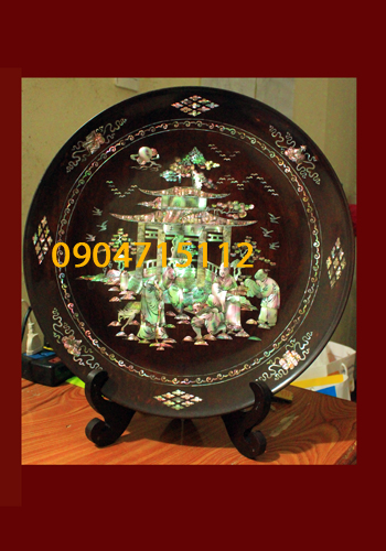 Đĩa gỗ khảm trai