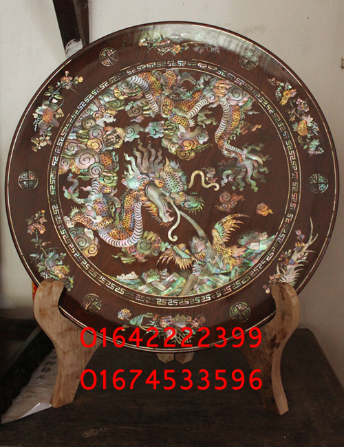Đĩa khảm Long quấn thủy