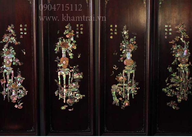 Tranh tứ bình khảm ốc, khảm trai