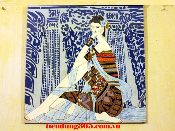 tranh sơn mài cô gái việt nam