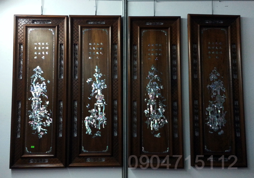 tranh tứ quý khảm trai